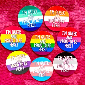 Queer And Proud To Be Here LGBTQ+ Pride Flag Waterproof Vinyl Sticker
