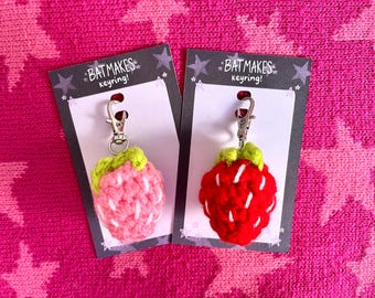 Crochet Strawberry Keyring / Bag Charm