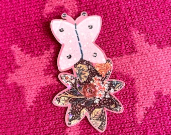 Y2K Whimsical Nostalgic Butterfly and Flower Holographic Sparkle Waterproof Vinyl Sticker