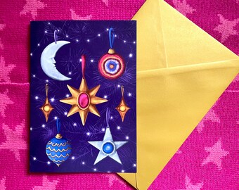 Whimsical Christmas Decorations - A5 Christmas Card With Envelope