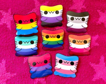 LGBTQ+ Pride Flag Cat Waterproof Vinyl Sticker