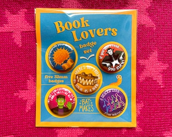 Book Lovers 32mm Button Badge Set Pack