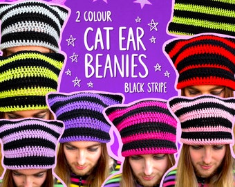 Cat Ear Box Beanie (split Color) - Etsy display picture 1
