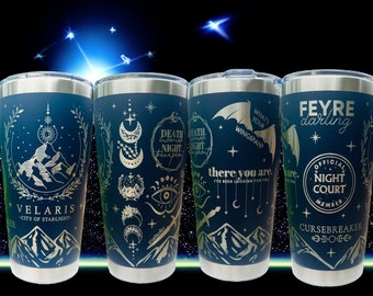 20 oz Velaris Tumbler with Handle, ACOTAR merch,City of Starlight gift-Laser engraved insulated stainless steel (hot and cold) smut book mug