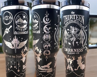 40 oz The Thirteen TOG Tumbler with Handle, TOG merch, Fireheart gift-Laser engraved insulated stainless steel (hot and cold) smut book mug