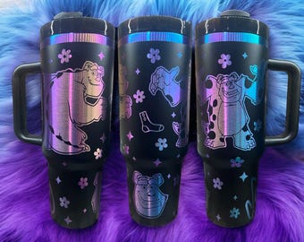 40 oz Monster Tumbler, Personalizable gift-Laser engraved insulated stainless steel hot and cold mug with optional customization