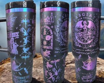 40 oz Dragon Rider Tumbler with Handle, Fourth merch, gift-Laser engraved insulated stainless steel (hot and cold) smut book mug, Booktok