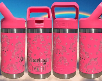 Unicorn and Rainbow Theme Kids 12 oz Yeti Jr Engraved Tumbler Personalized