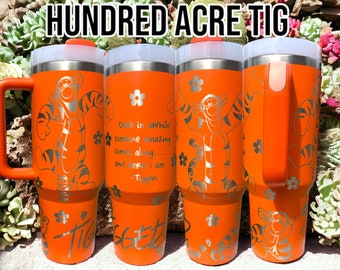 40 oz Tig inspired Tumbler with Handle - Laser engraved insulated stainless steel (hot and cold) mug with lid and straw