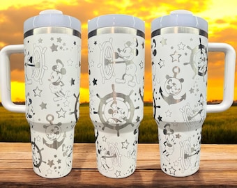 40 oz Steamboat Willie Customizable Tumbler,-Laser engraved insulated stainless steel (hot and cold) mug