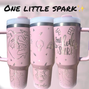 40 oz Imagination Tumbler with Handle - Laser engraved insulated stainless steel (hot and cold) mug with lid and straw