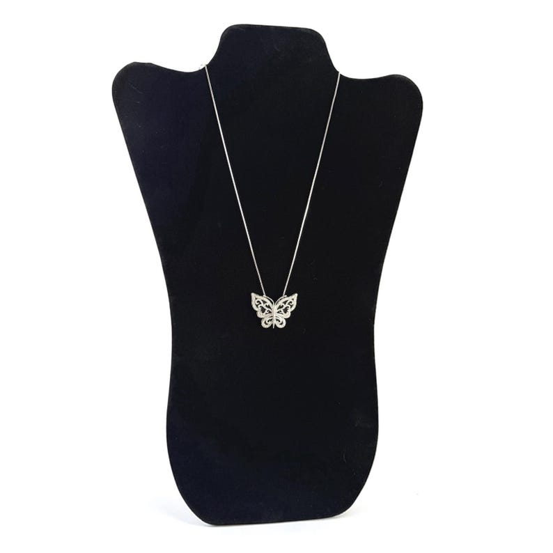 Sterling Silver Diamond Accent Butterfly Pendant 925 Italian Box Chain 18" image 4