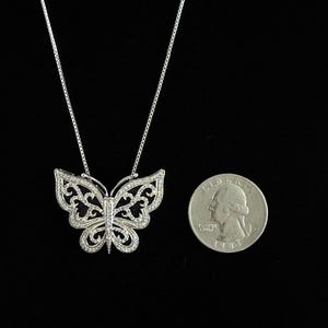 Sterling Silver Diamond Accent Butterfly Pendant 925 Italian Box Chain 18" image 5
