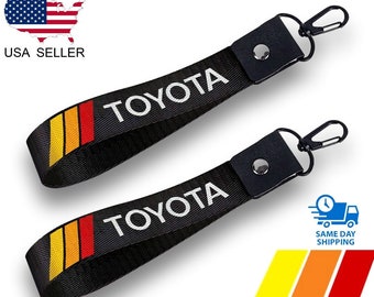 2-Pack Toyota Wrist Lanyard Key Fob Rings - Blue Color, Polyester Material