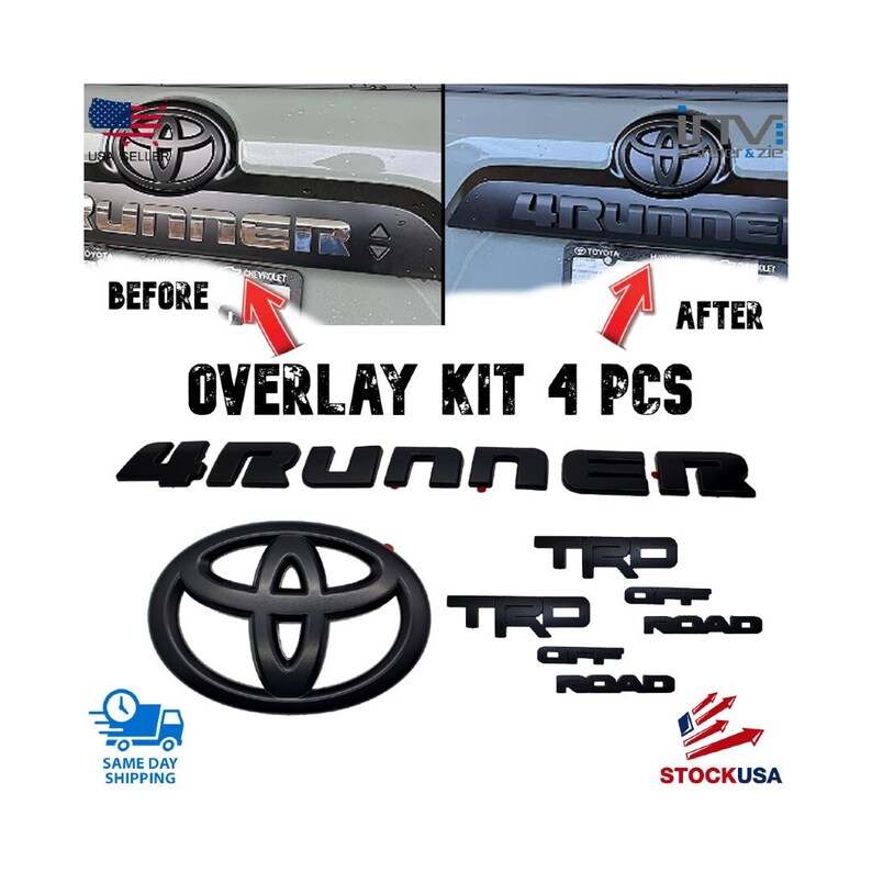 20142022 Toyota 4runner Blackout Emblem Overlay Kit Oem Trd Etsy