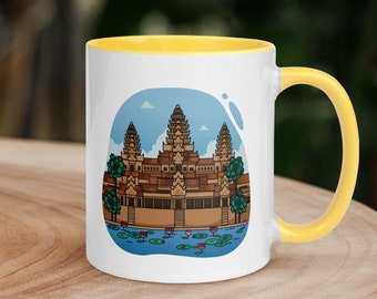 Cambodian Microwave Safe Mug with Color Inside | Angkor Wat Cup | Holiday Gift | Christmas Present