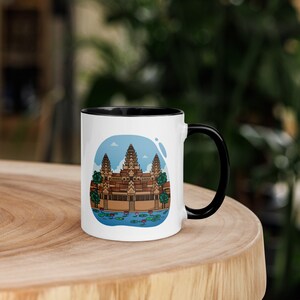 Cambodian Microwave Safe Mug with Color Inside | Angkor Wat Cup | Holiday Gift | Christmas Present