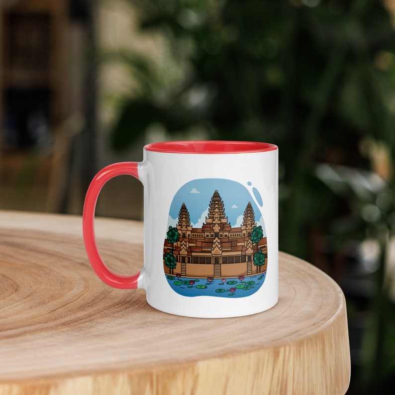 Cambodian Microwave Safe Mug with Color Inside | Angkor Wat Cup | Holiday Gift | Christmas Present