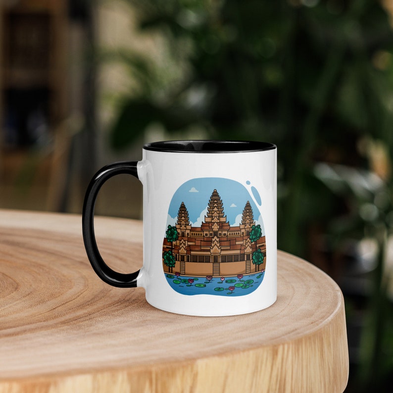 Cambodian Microwave Safe Mug with Color Inside | Angkor Wat Cup | Holiday Gift | Christmas Present