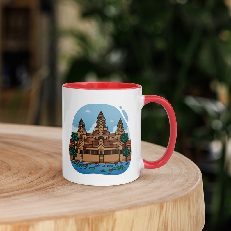 Cambodian Microwave Safe Mug with Color Inside | Angkor Wat Cup | Holiday Gift | Christmas Present