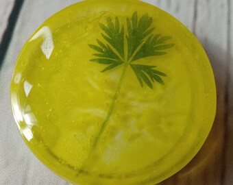 Suporte de telefone de resina amarela feito à mão: suporte dobrável de flor transparente