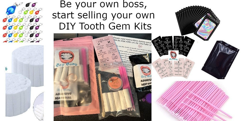 MIX Tooth Gem Kit Full Rhinestone Set, 80 Different Gems, 18K Gold Plated,  Dental Bond Adhesive UV Light Cure Temporary/semi-permanent 