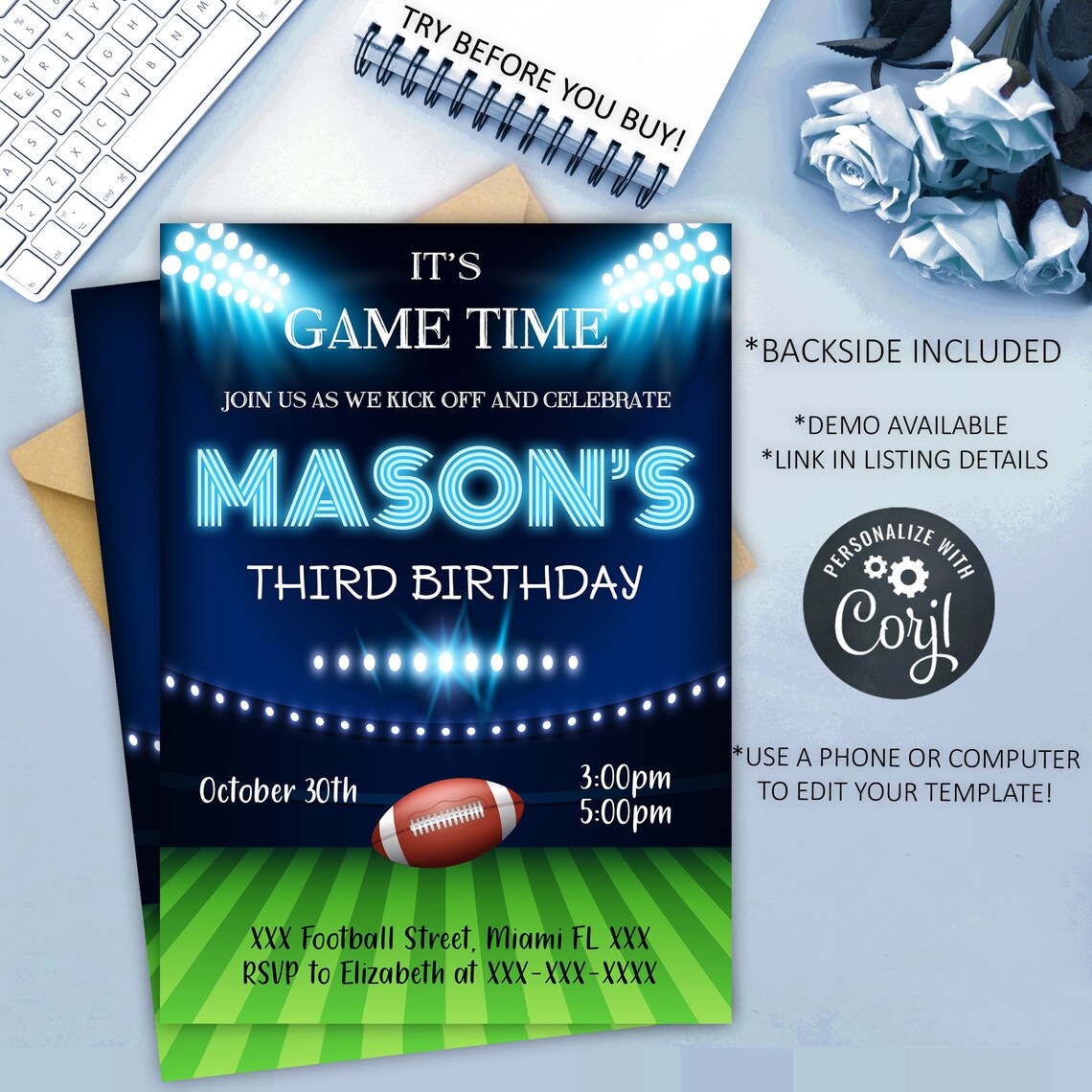 Football Birthday Invitation Football Invitation Football Etsy