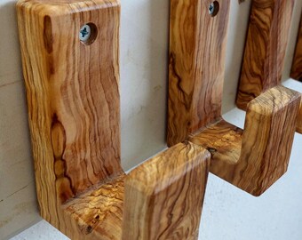 5 Pieces Olive Wood Wall Hooks