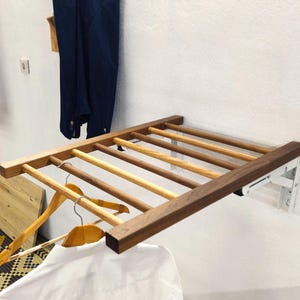 Walnut  Wall Mounted Drying Rack  , Clothes Drying Rack , Foldable  Laundry Room Organizer w Sizes