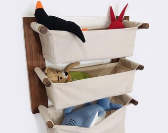 68 Types Linen -Wall Hanging Linen Organizer, Playroom Toy Storage
