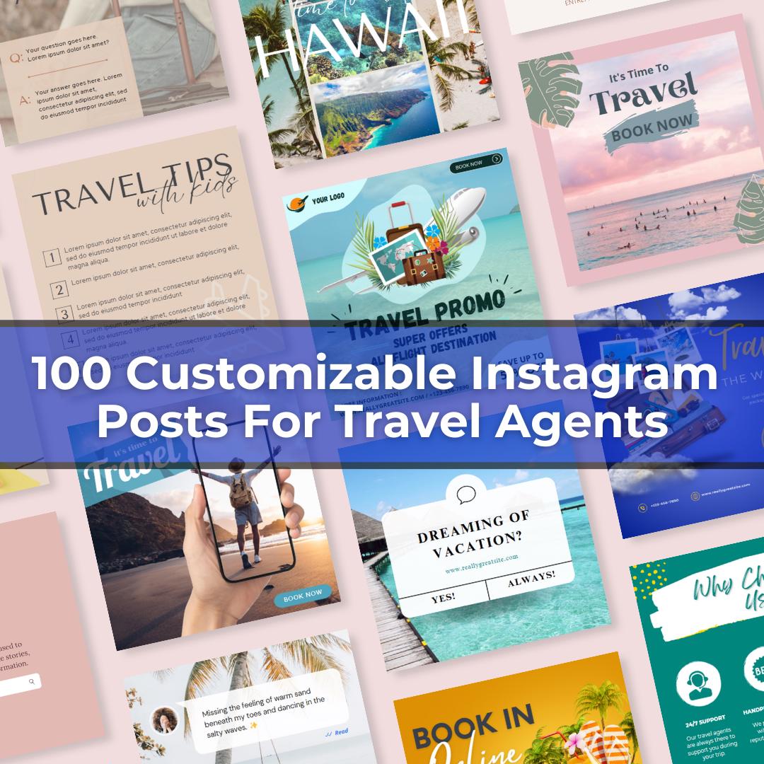 Travel Agent Instagram Post Templates | Travel Agent Social Media ...