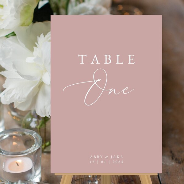 Dusky pink wedding table numbers, blush pink table numbers, dusty pink table signs, pink table number signs, dusky pink wedding stationery