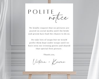 Unplugged Ceremony Wedding Sign, No Social Media Print