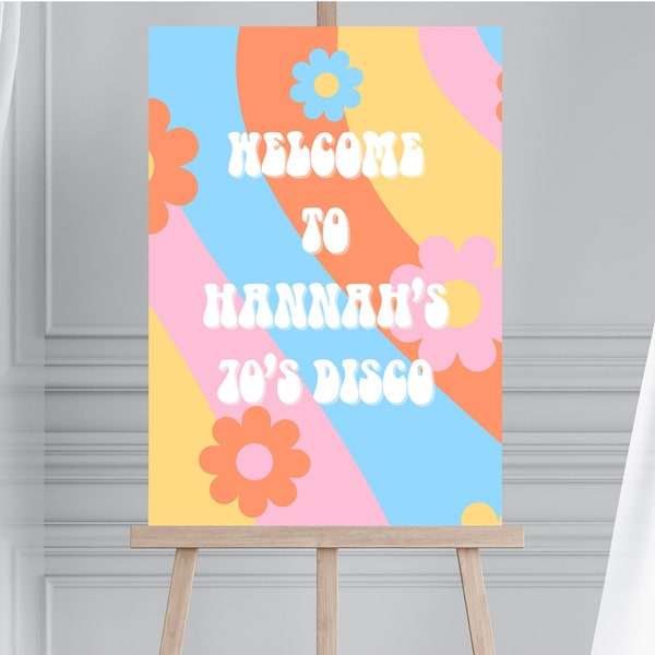 70s themed party welcome sign, disco themed party, psychedelic party welcome sign, groovy retro party decorations, last disco party