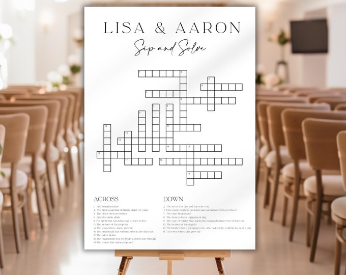 Sip and Solve Wedding Crossword Whiteboard Crossword Puzzle
