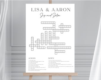 Sip and Solve Wedding Crossword, Whiteboard Crossword Puzzle, Minimalist Wedding Game, Dry Erase Crossword, Wedding Puzzle