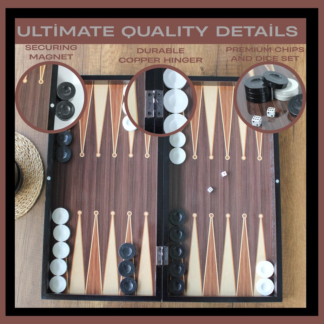 Backgammon for Adults With Polished Wooden & Elegant Mosaic Design for ...