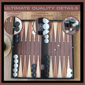 Backgammon for Adults with Polished Wooden & Elegant Mosaic Design for Classic Fun - Travel Games for Family,  Couples Entertainment