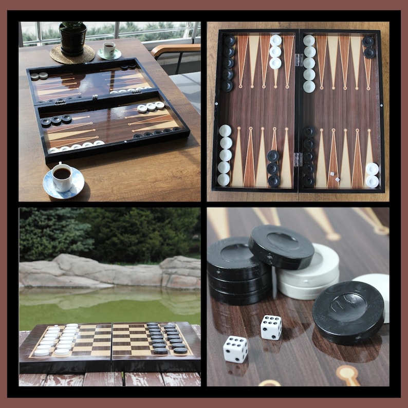 Backgammon for Adults With Polished Wooden & Elegant Mosaic Design for ...