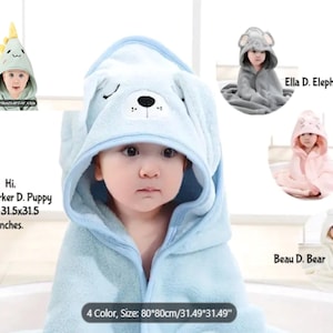 Toallas de baño bordadas personalizadas para bebé, regalo para baby shower, toalla con capucha para bebé, compañero de baño, regalo para bebé recién nacido, género neutro, niño pequeño