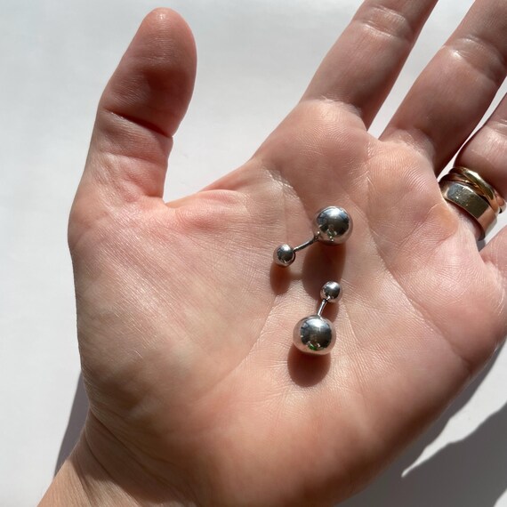 Sterling Silver Ball Stud Screw Back Earrings (Di… - image 2