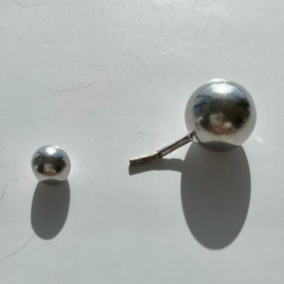 Sterling Silver Ball Stud Screw Back Earrings (Di… - image 3