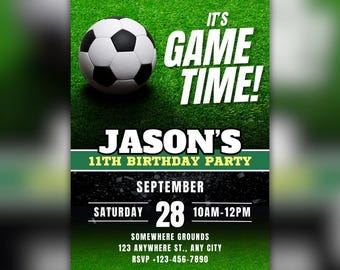 サッカー誕生日招待状 – 編集可能なデジタルテンプレート