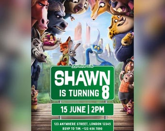 ズートポリス2 誕生日招待状 – 編集可能なデジタルテンプレート