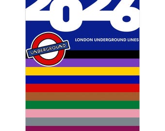 2026年 ロンドン地下鉄路線壁掛けカレンダー（イギリス＆ヨーロッパ） | 縦型 - A3（29.7 x 42 cm）