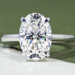 3.5 CT Oval Cut Colorless Moissanite Hidden Halo Engagement Ring Oval Solitaire Ring Oval Cut Wedding Ring Anniversary Bridal Ring Women