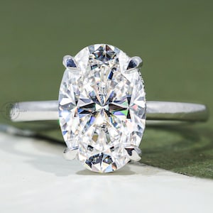 3.5 CT Oval Cut Moissanite Engagement Ring Oval Solitaire Moissanite Ring 14k Solid Gold Ring Anniversary Gift Ring Bridal Ring Daily Ring