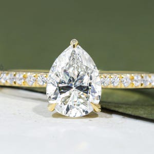 1.25 CT Pear Shaped Moissanite Engagement Ring Rose Gold Moissanite Diamond Ring Pear Cut Moissanite Diamond For Her Anniversary Ring