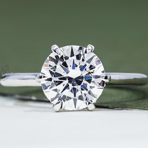 2CT Round Solitaire Hidden Halo Moissanite Engagement Ring 6 prong 14k gold Ring For women Bridal Wedding Ring Anniversary Ring Gift For Her