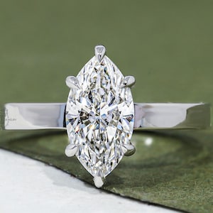 Marquise Cut Lab Grown Diamond Engagement Ring 1.5 CT Marquise Cut Lab Grown Diamond Ring IGI Certified Promise Ring Unique Engagement Ring